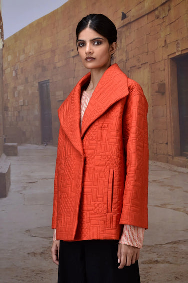 Coquelicot Quilted Silk Viscose Jacket - Genes Online Store