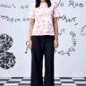 Coral Peach Cotton Single Jersey T-Shirt with Heart Motif Print