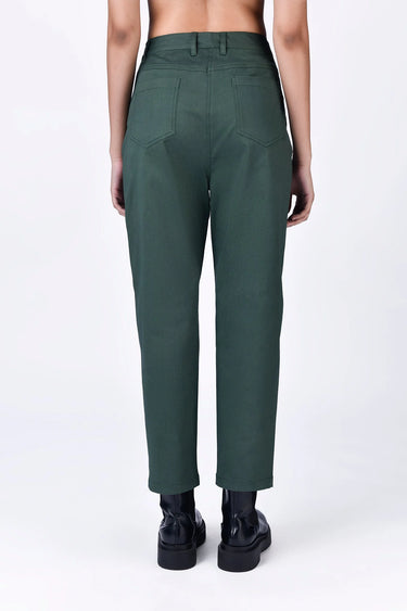 Cotton Heavy Twill Cropped Trousers - Green