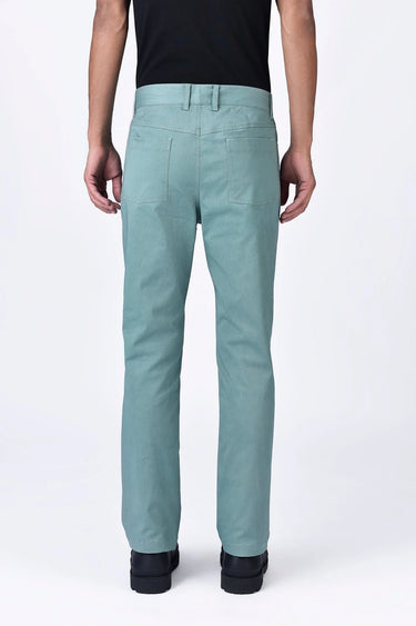Cotton Heavy Twill Denim-Style Trousers Seafoam Blue - Genes Lecoanet Hemant