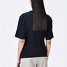 Cotton Jersey Semi-Fitted T-Shirt with Front Knot Detail Black
