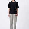 Cotton Jersey Semi-Fitted T-Shirt with Front Knot Detail Black