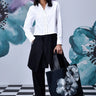 Cotton Lace Up Relax Fit Shirt- White - Genes Online Store