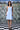 Light blue cotton lace-up slim fit dress for women with structured fit
