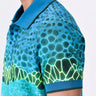 Cotton Pique Polo with Microcell Print & Contrast Collar - Blue Green - Genes Lecoanet Hemant