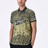 Cotton Pique Polo with Microcell Print & Contrast Collar - Clay Green - Genes Lecoanet Hemant