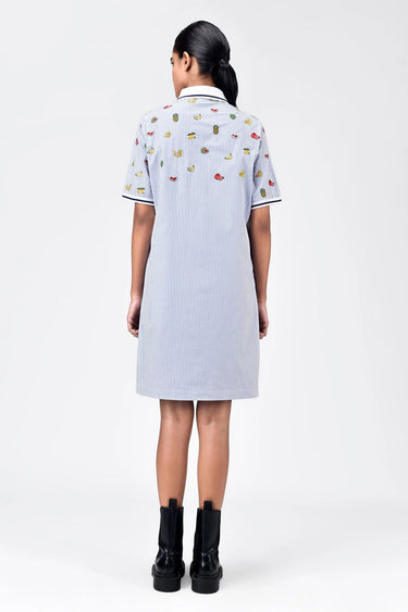 Cotton Polo Dress with Fruit Motif Embroidery - Genes Lecoanet Hemant