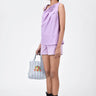 Cotton Poplin A-Line Sleeveless Top with Asymmetric Neck-Lavender - Genes Lecoanet Hemant