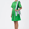 Cotton Poplin Easy Fit Dress With Pleated Flap Pocket-Spring Green - Genes Lecoanet Hemant