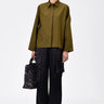 Cotton Poplin Oversized Shirt with Batwing Sleeves Khaki - Genes Lecoanet Hemant