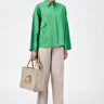 Cotton Poplin Oversized Shirt with Batwing Sleeves Spring Green - Genes Lecoanet Hemant