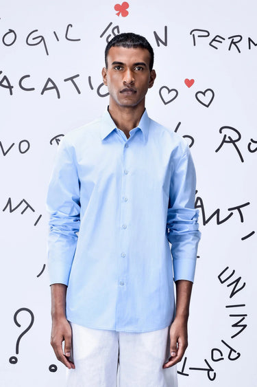 Cotton Poplin Regular Fit Shirt- Light Blue - Genes Online Store