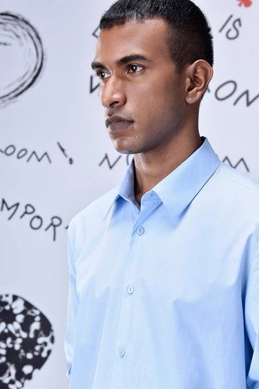 Cotton Poplin Regular Fit Shirt- Light Blue - Genes Online Store