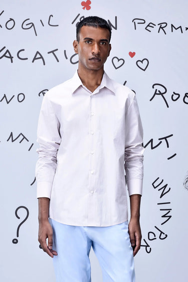 Cotton Poplin Regular Fit Shirt- Pearl Grey - Genes Online Store
