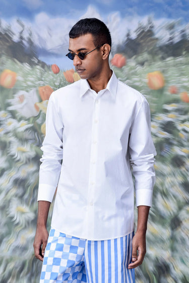Cotton Poplin Regular Fit Shirt- White - Genes Online Store