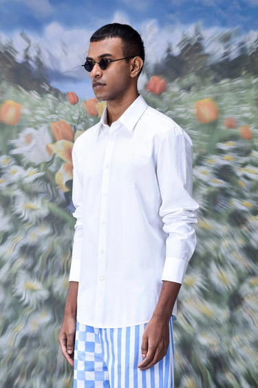 Cotton Poplin Regular Fit Shirt- White - Genes Online Store
