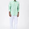 Cotton Poplin Regular Fit Shirt with Palm Stripes Print - Genes Lecoanet Hemant