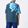 Cotton Poplin Shirt with UV Flower Print - Teal green - Genes Lecoanet Hemant