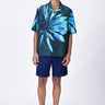 Cotton Poplin Shirt with UV Flower Print - Teal green - Genes Lecoanet Hemant