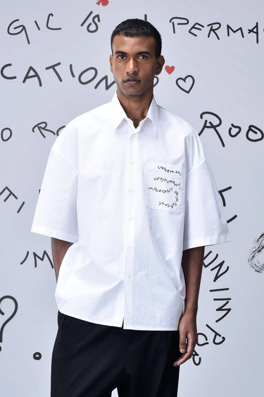 Cotton Rabbit Sticker Oversized Shirt - Genes Online Store