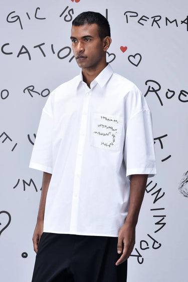 Cotton Rabbit Sticker Oversized Shirt - Genes Online Store