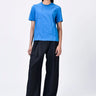 Cotton Single Jersey Regular Fit T-Shirt with Beads Embroidery - Azure Blue