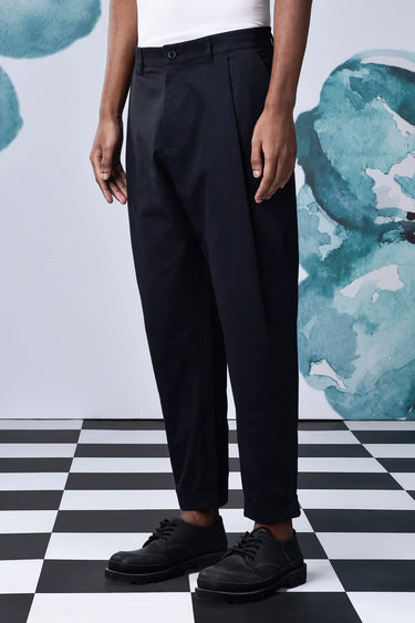 Cotton Twill Carrot Fit Pants-  Black - Genes Online Store