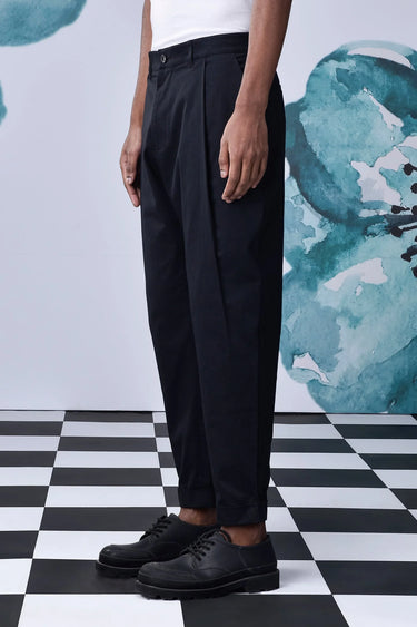 Cotton Twill Carrot Fit Pants-  Black - Genes Online Store