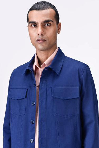 Cotton Twill Denim Jacket - Navy Blue - Genes Lecoanet Hemant