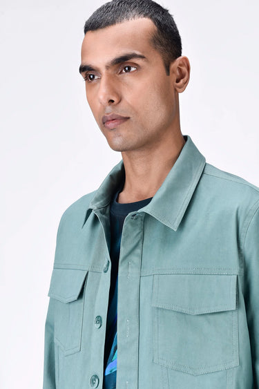 Cotton Twill Denim Jacket - Seafoam Blue - Genes Lecoanet Hemant