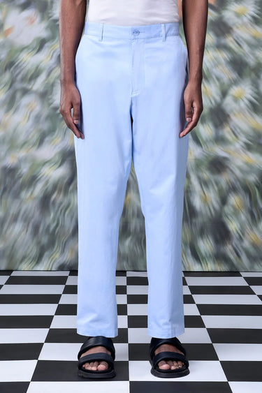 Cotton Twill Regular Fit Pants- Blue - Genes Online Store