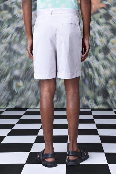 Cotton Twill Regular Fit Shorts- Pearl Grey - Genes Online Store