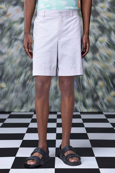 Cotton Twill Regular Fit Shorts- Pearl Grey - Genes Online Store