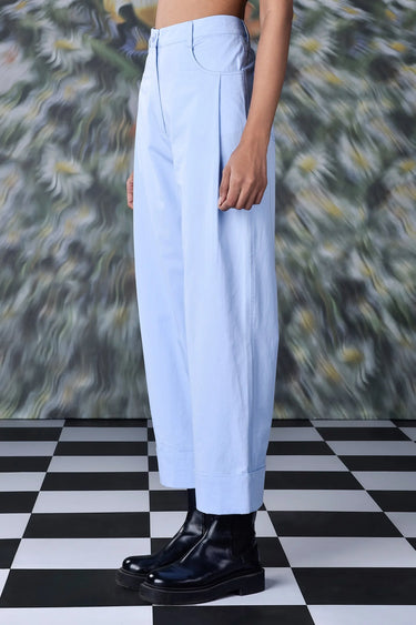 Cotton Twill Relax Fit Trousers- Light Blue - Genes Online Store