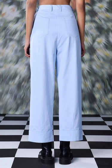 Cotton Twill Relax Fit Trousers- Light Blue - Genes Online Store