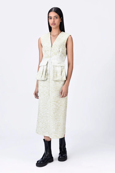 Crepe Microcell Print Dress - Clay - Genes Lecoanet Hemant