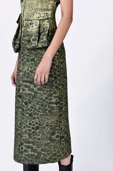 Crepe Microcell Print Dress - Taupe - Genes Lecoanet Hemant