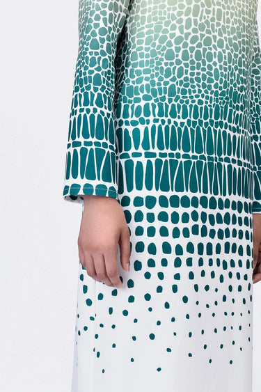 Crepe Turtle Neck Dress with Cell Degrade Print - Genes Lecoanet Hemant