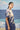 Navy cotton poplin dress for women styled for casual wear