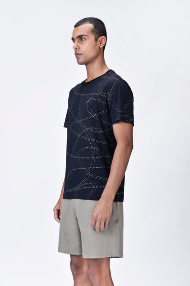 Crew Neck T-Shirt with Dotted Aurora Print - Genes Lecoanet Hemant