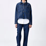 Cropped Chambray Jacket with Dart Details