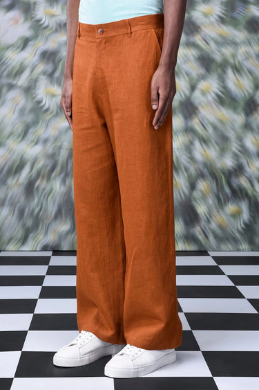 Dark Camel Linen Trousers - Genes Online Store