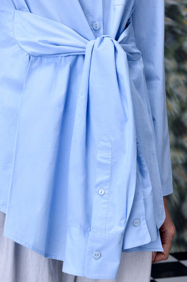 Deconstructed Regular Fit Shirt - Light Blue - Genes Online Store
