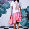 Deconstructed Stripe Skirt- Pink Coral - Genes Online Store