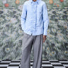 Detachable Ruffle Placket Regular Fit Shirt -Light Blue - Genes Online Store