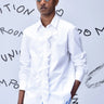 Detachable Ruffle Placket Regular Fit Shirt -White - Genes Online Store