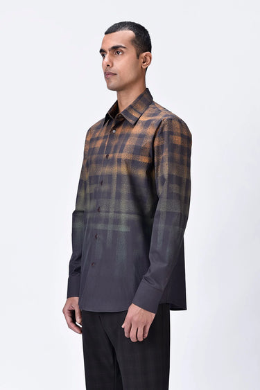 Dotted Check Shirt- Choclate Brown - Genes Lecoanet Hemant
