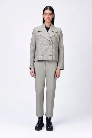 Double-Breasted Cotton Cropped Jacket