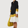 Easy Fit Band Collar Shirt-Dress with Pleated Sleeves - Genes Lecoanet Hemant