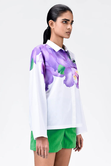 Easy Fit Button-Down Shirt with Batwing Sleeves - Genes Lecoanet Hemant